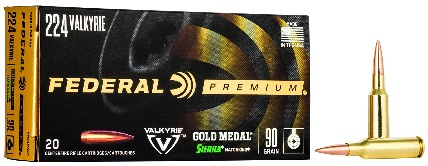 Federal GM224VLK1 Premium Gold Medal 224Valkyrie 90gr Sierra MatchKing BTHP 20 Per Box/10 Case