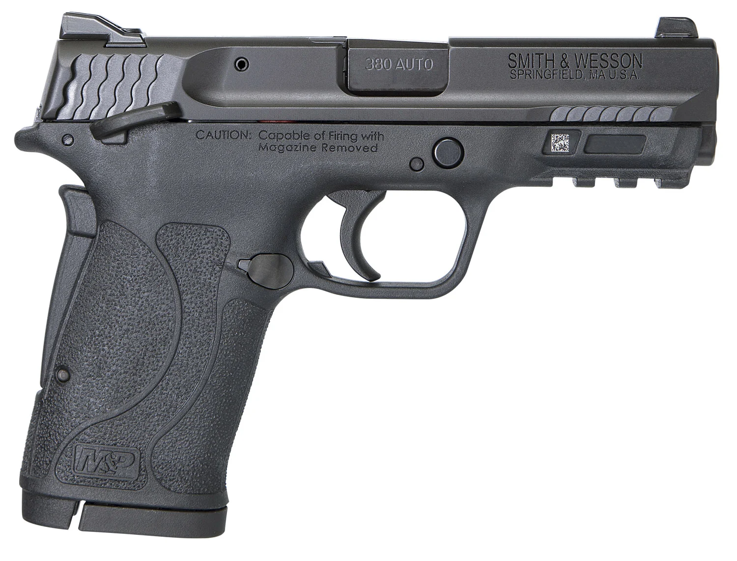Smith & Wesson 11663 M&P Shield EZ Micro-Compact Frame 380 ACP 8+1, 3.67" Black Armornite Steel Barrel & Serrated Slide, Matte Black Polymer Frame w/Picatinny Rail, Thumb/Grip Safety, Ambidextrous