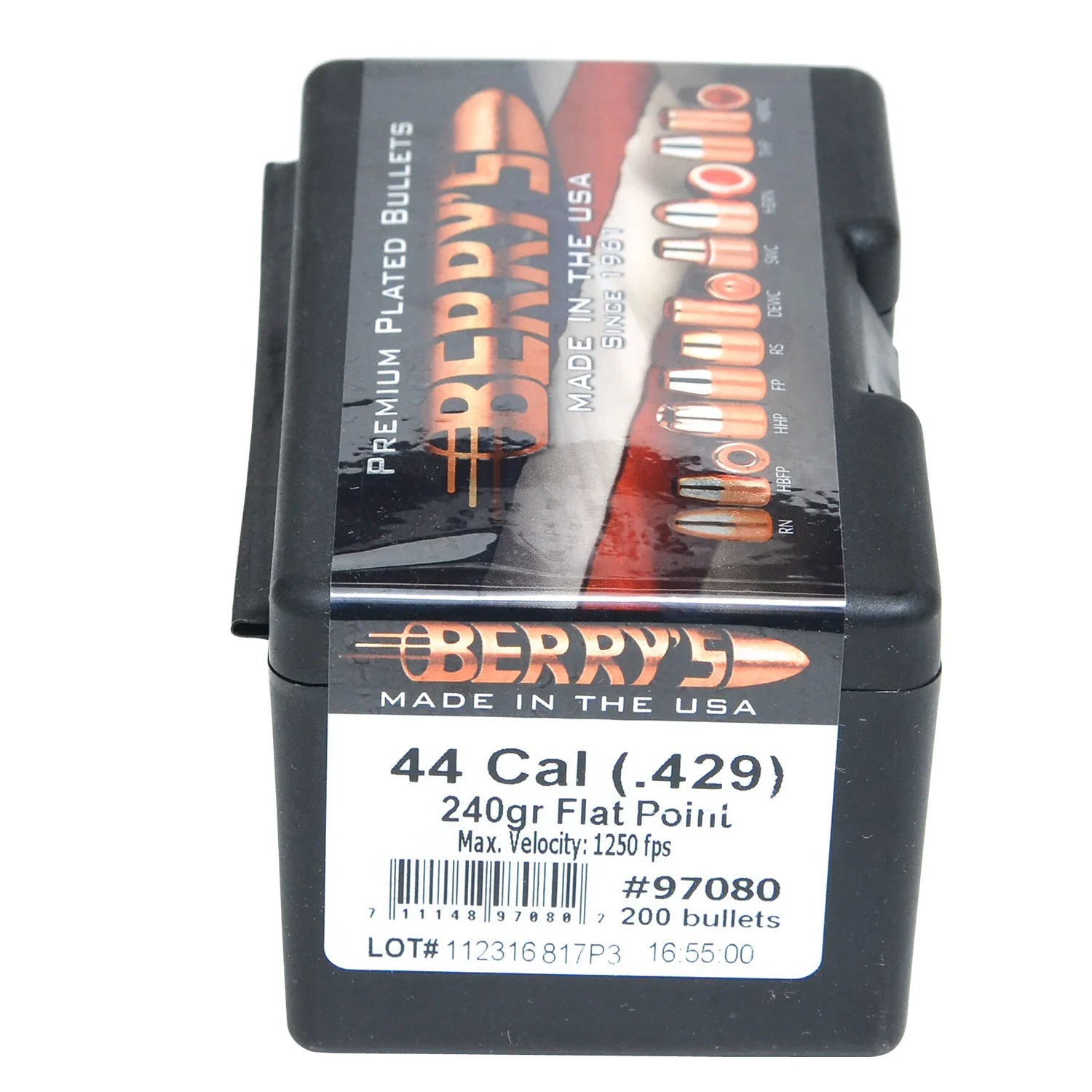 Berry's 97080 Superior Pistol 44Cal 240gr Flat Point 200/Box