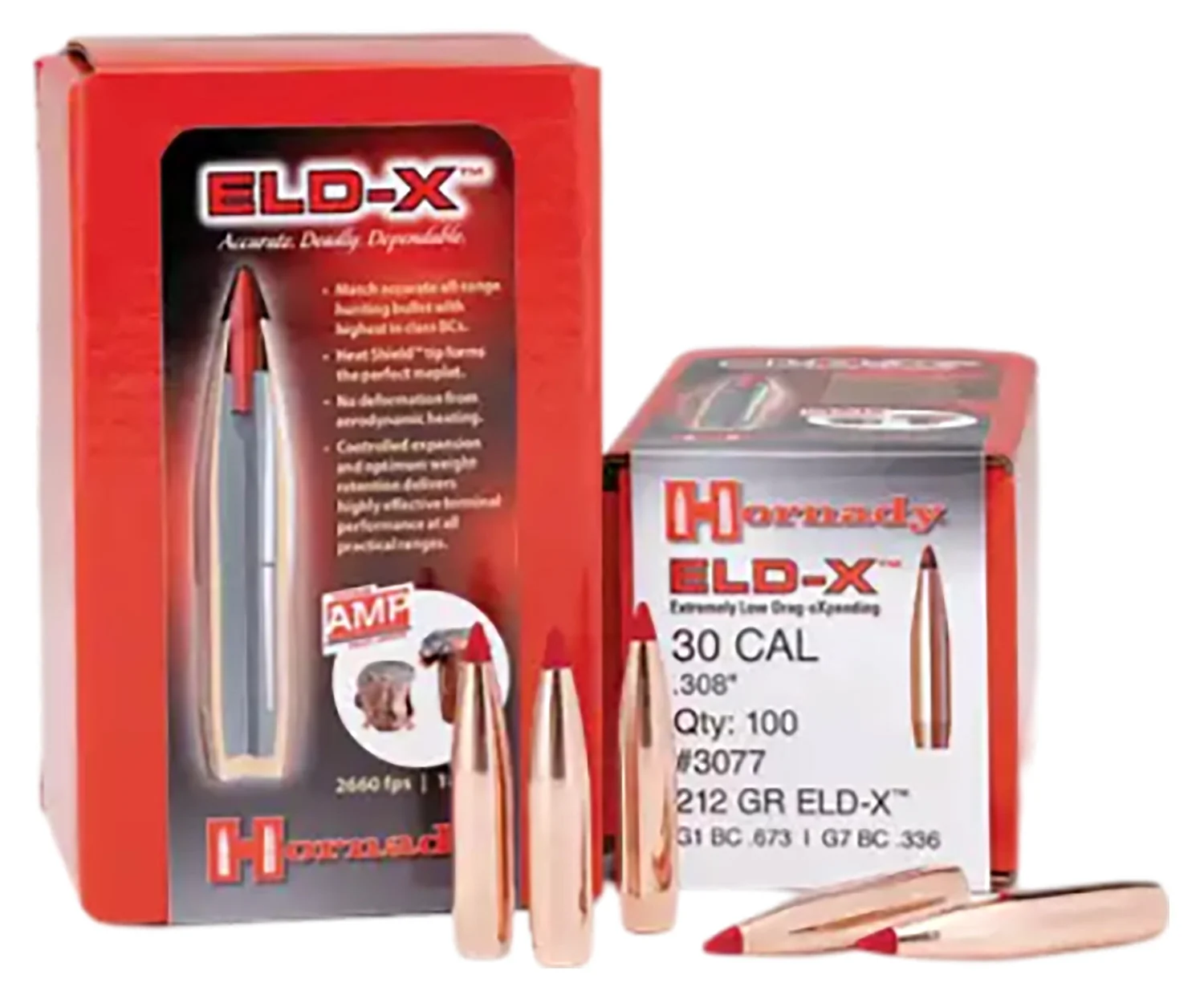 Hornady 3077 ELD-X 30 Cal .308 212 gr Extremely Low Drag eXpanding 100 Per Box/ 15 Case