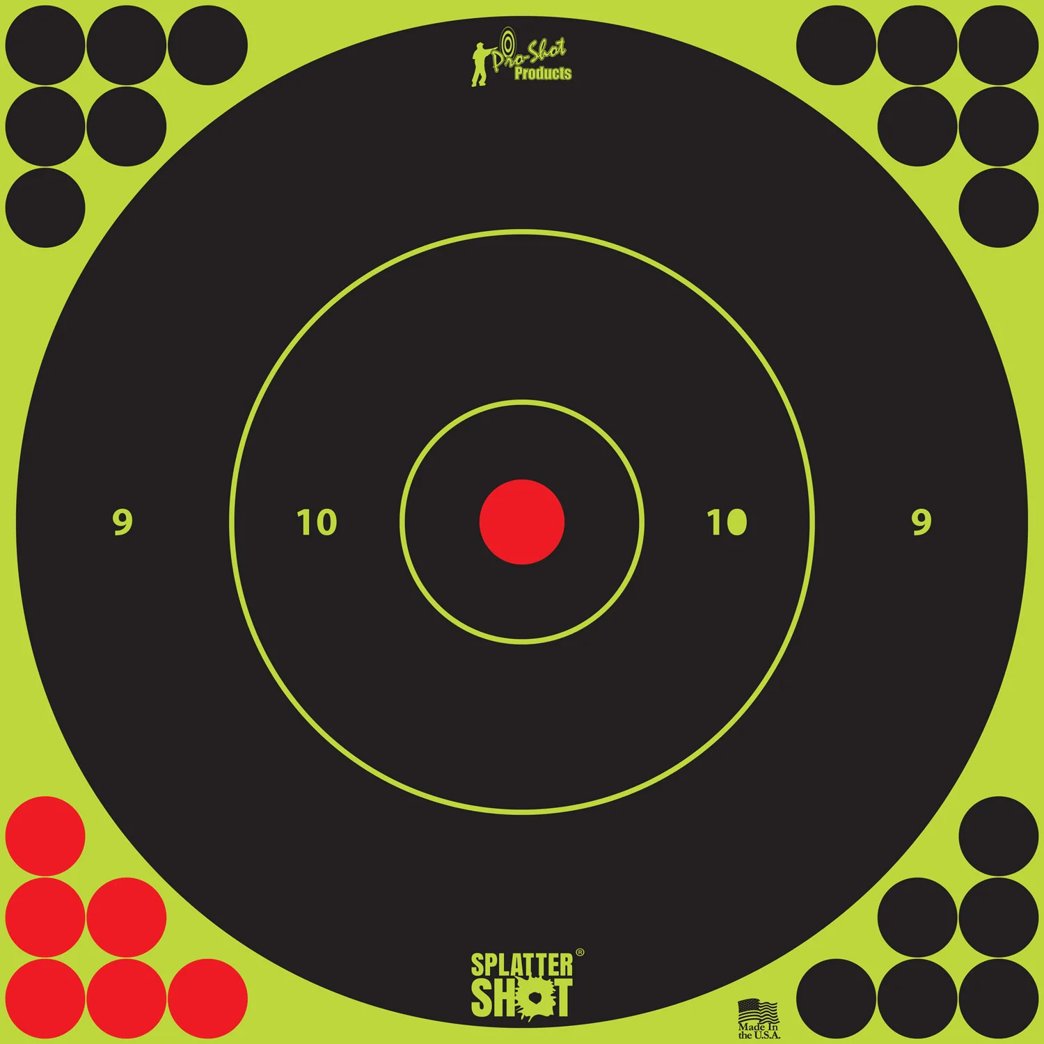 Pro-Shot 12BGREEN5PK SplatterShot Self-Adhesive Paper Black/Green 12" Bullseye 5 Pack