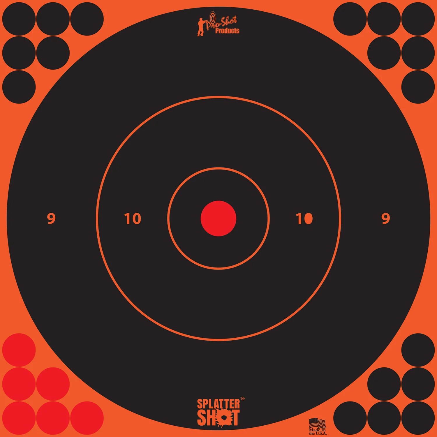 Pro-Shot 12BORNGE5PK SplatterShot Self-Adhesive Paper Black/Orange 12" Bullseye 5 Pack