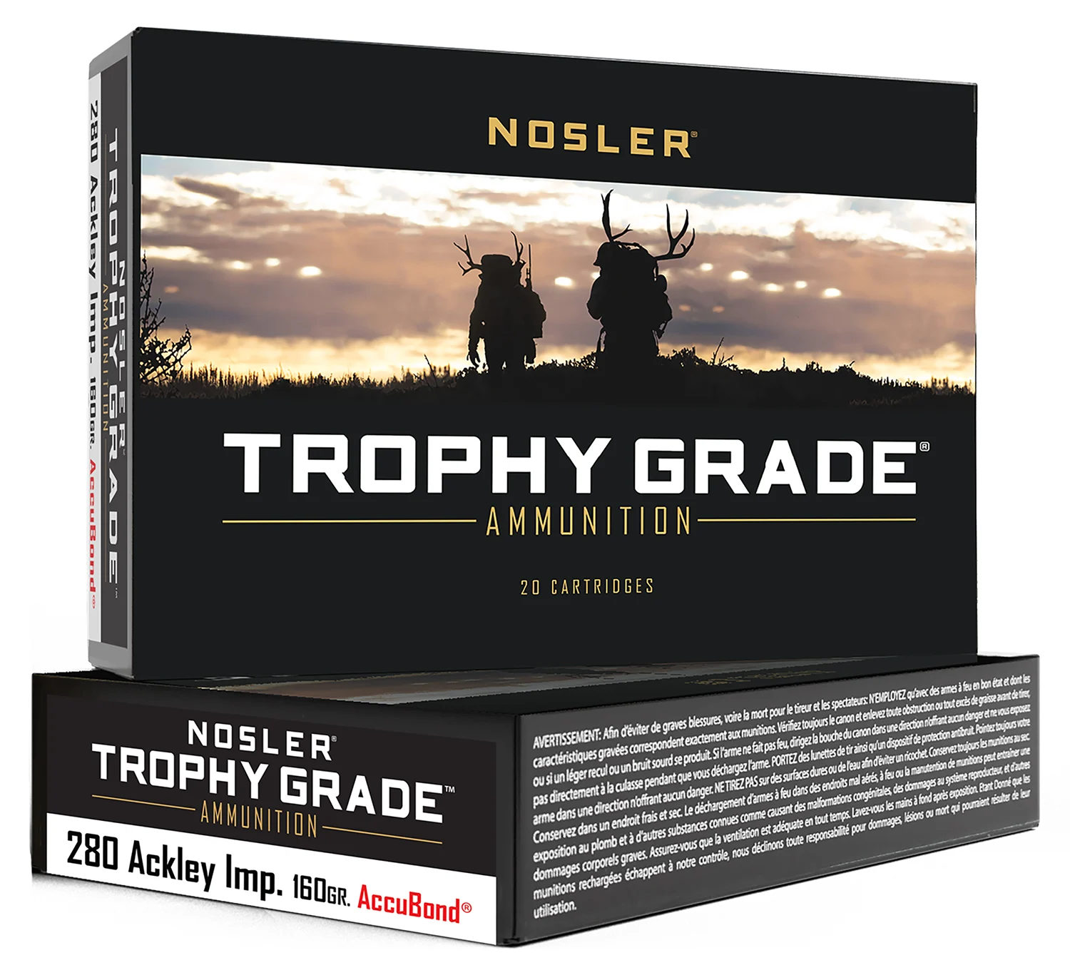 Nosler 60076 Trophy Grade 280Ackley Improved 160gr Nosler AccuBond 20 Per Box/10 Case
