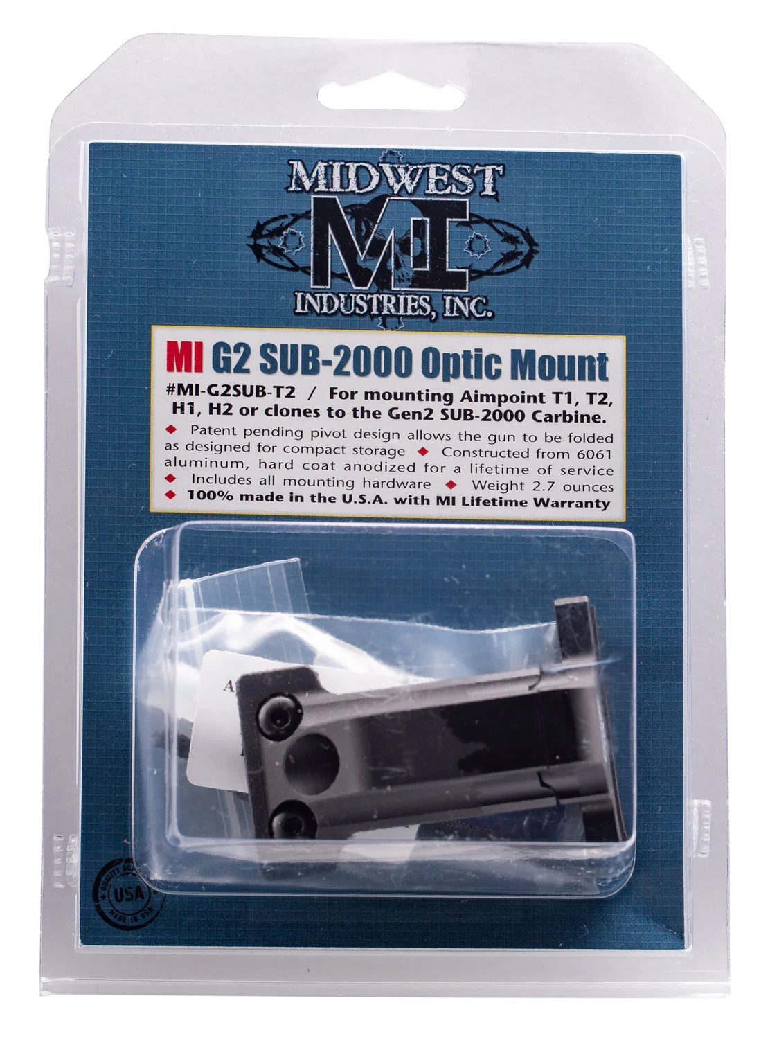Midwest Industries MIG2SUBT2 Gen2 Sub 2000 Mini Optic Mount Matte Black
