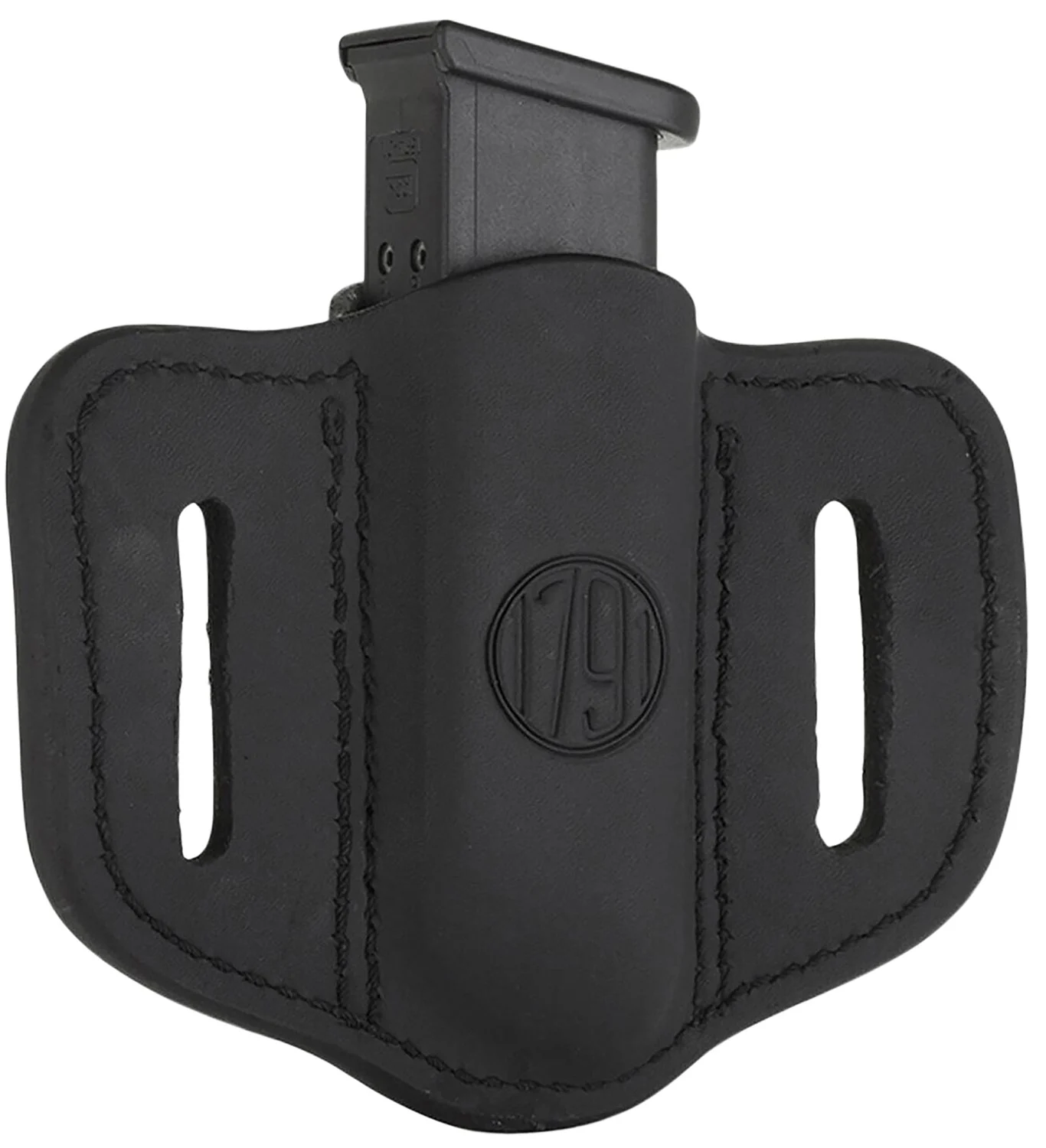 1791 Gunleather MAG12SBLA MAG1.2 Single Mag Holster Stealth Black Leather Belt Slide Compatible w/ Double Stack Ambidextrous