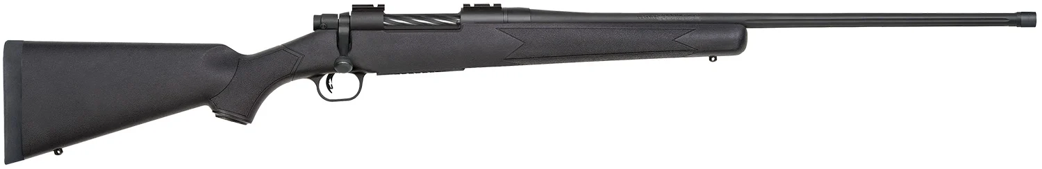 Mossberg 28118 Patriot Full Size 300 Win Mag 3+1 24" Matte Blued Fluted Threaded Barrel, Drilled & Tapped Matte Blued Stainless Steel Receiver, Black Fixed Synthetic Stock, Right Hand