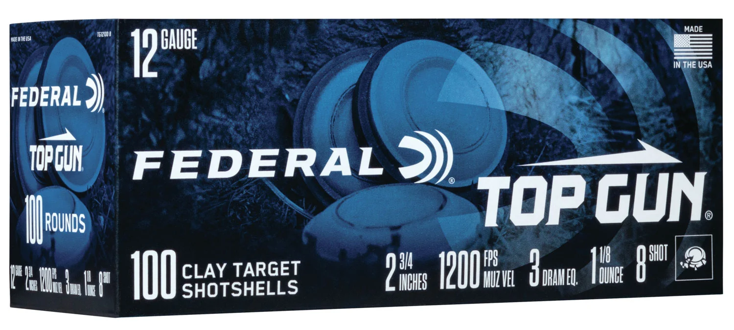 Federal TG121008 Top Gun 12Gauge 2.75" 1 1/8oz 8Shot 100 Per Box/2 Case