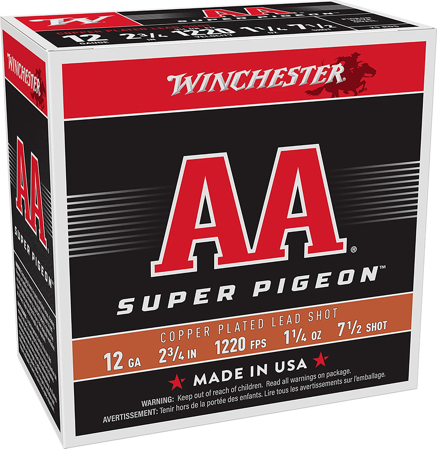 Winchester Ammo AA12SP7 AA Super Pigeon 12Gauge 2.75" 1 1/4oz 7.5Shot 25 Per Box/10 Case