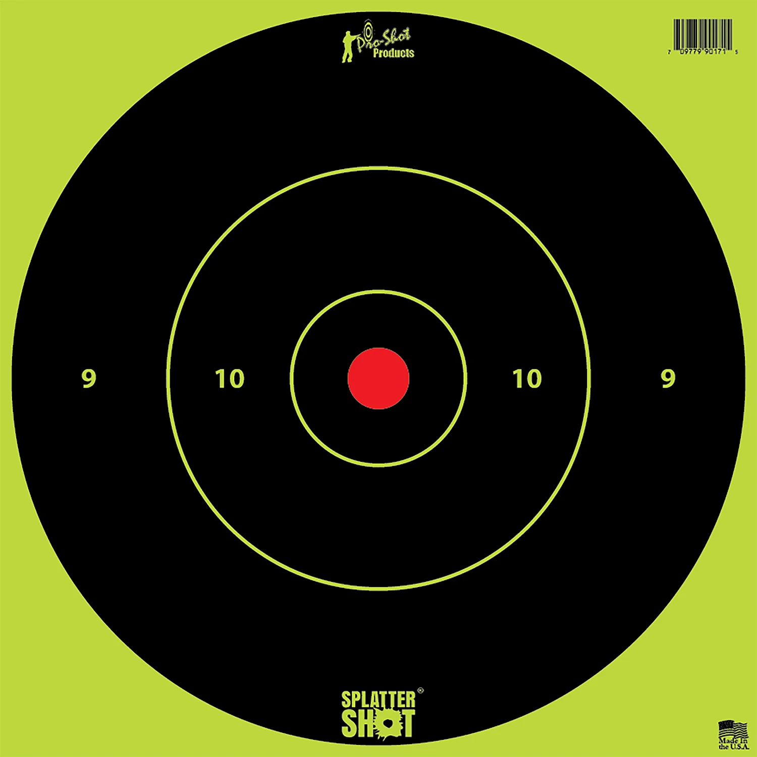 Pro-Shot 12BGREENTG12PK SplatterShot 12" Bullseye Hanging Heavy Paper Black/Red Impact Enhancement Yes White 12 PK