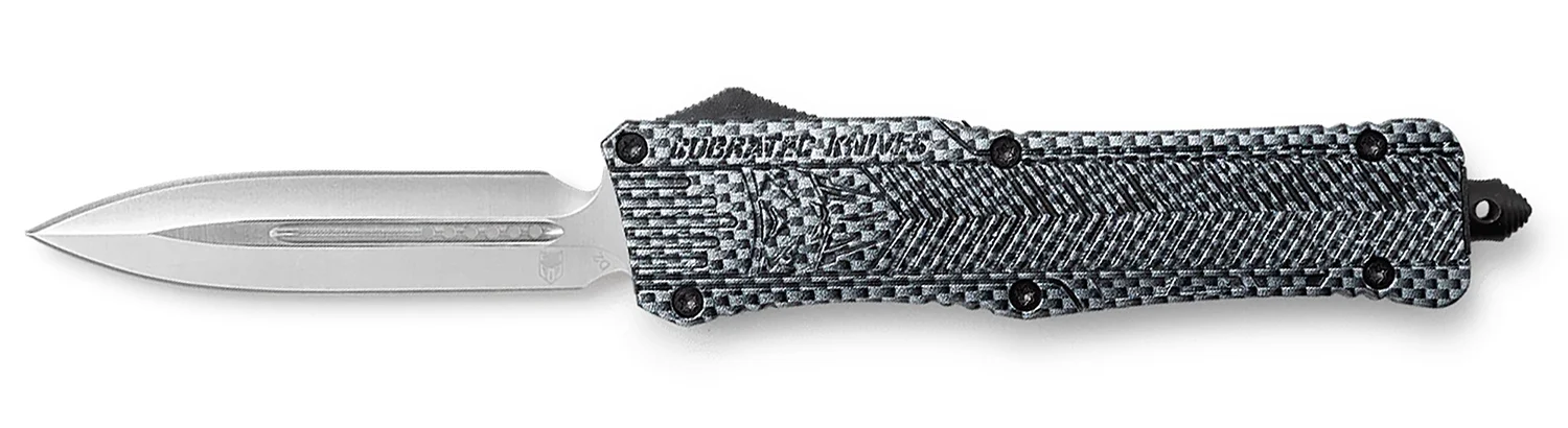 CobraTec Knives LCFCTK1LDAGNS CTK-1 Large 3.75" OTF Dagger Plain D2 Steel Blade/Carbon Fiber Aluminum Handle Features Glass Breaker Includes Pocket Clip