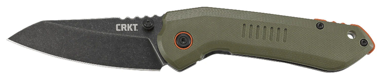 CRKT 6280 Overland 3" Folding Sheepsfoot Plain Stonewashed 8Cr13MoV SS Blade/ Green G10/SS Handle Includes Pocket Clip