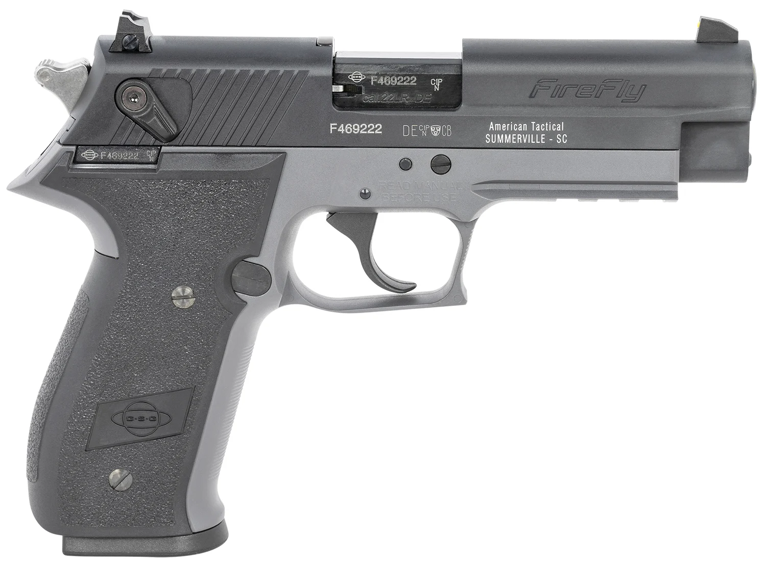 GSG GERG2210FFS FireFly 22 LR 10+1 4" Black Serrated Slide, Smoke Zinc Alloy w/Accessory Rail Frame, Black Polymer Grip