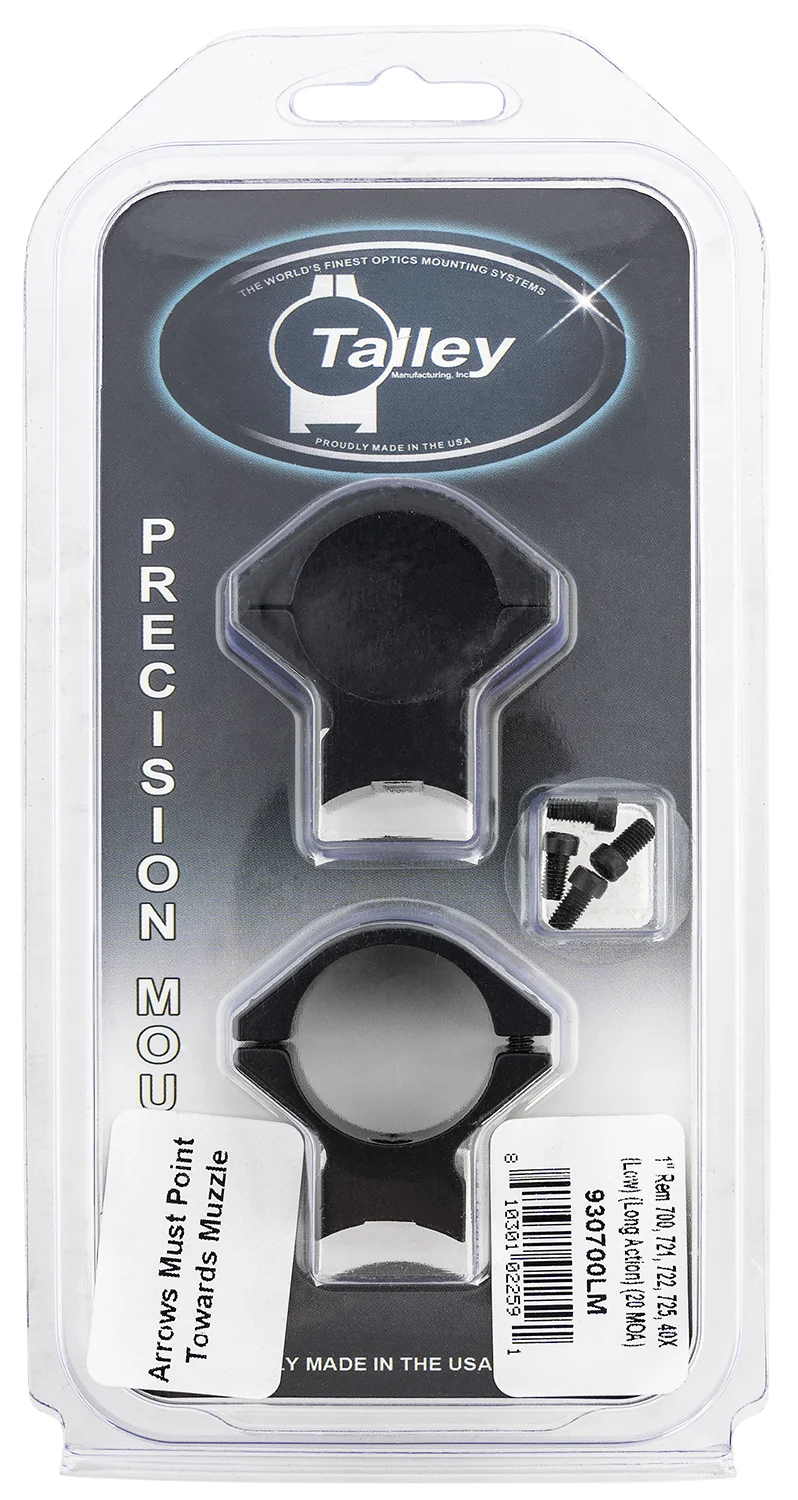Talley 930700LM Scope Mount/Ring Combo Black Anodized Aluminum 1" Tube Remington 700/721/722/725/40X Low Rings Long Action 20 MOA