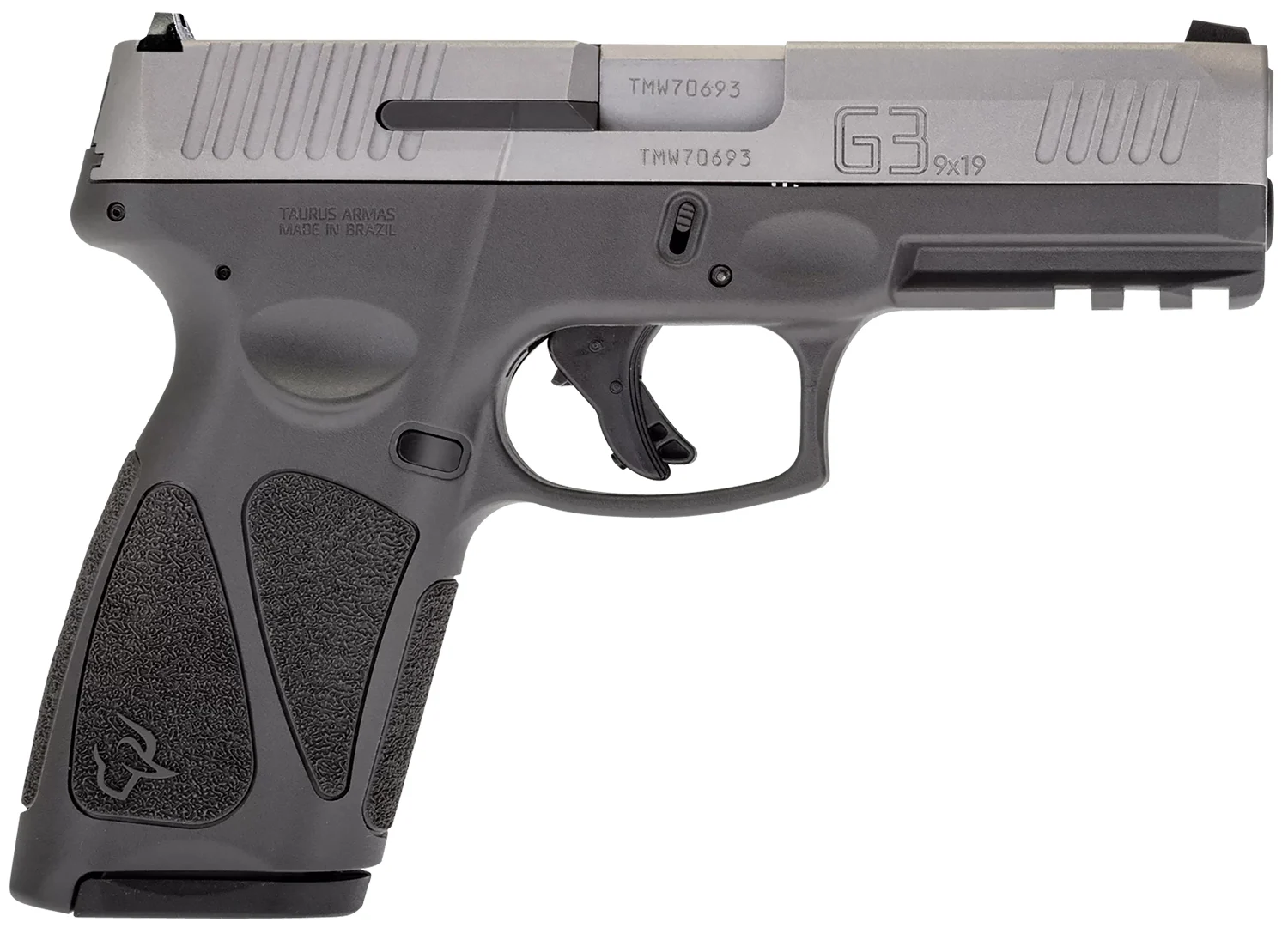 Taurus 1G3B949G15 G3 Full Size Frame 9mm Luger 15+1 4" Matte Stainless Steel Barrel, Matte Serrated Stainless Steel Slide, Gray Polymer Frame w/Picatinny Rail, Gray Polymer Grip, Right Hand