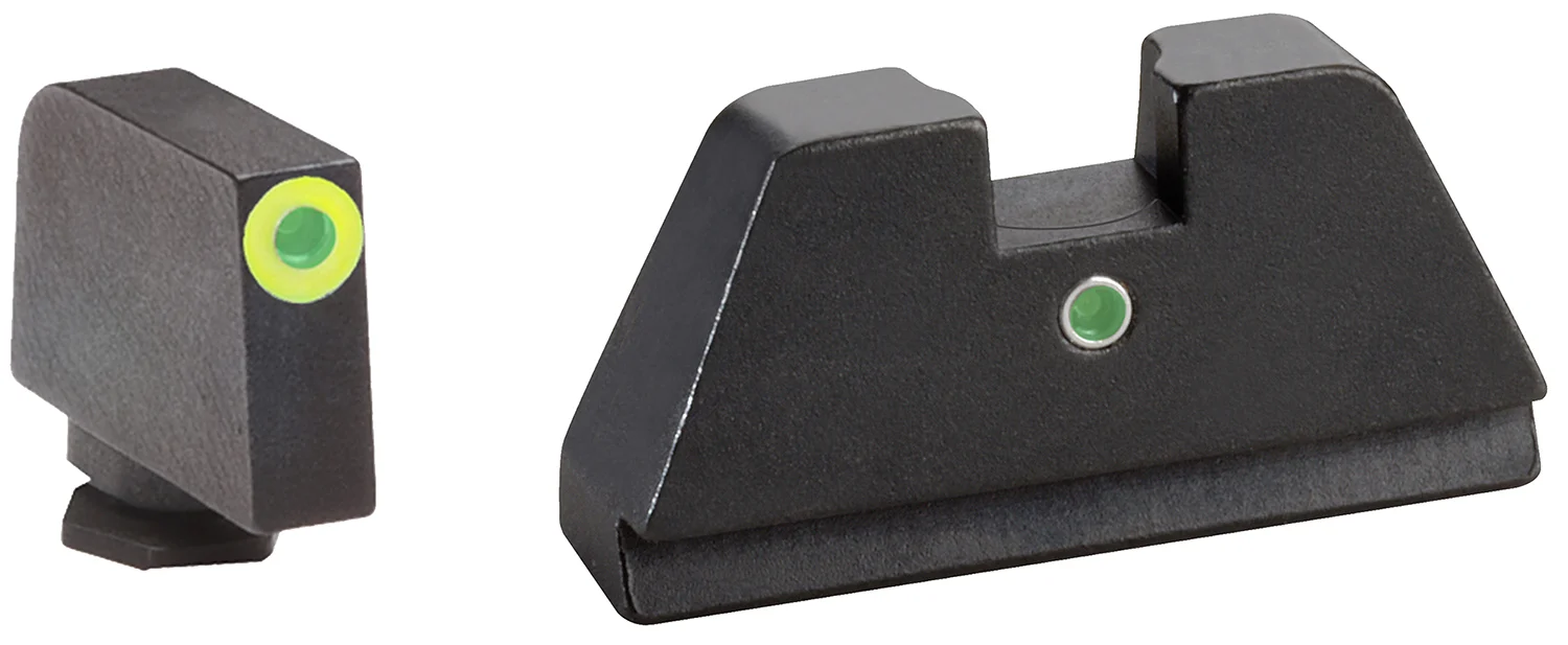 AmeriGlo GL391 Optic Compatible Sight Set for Glock XL Tall Green Tritium LumiGreen Outline Front Sight-Green Tritium Rear Sight