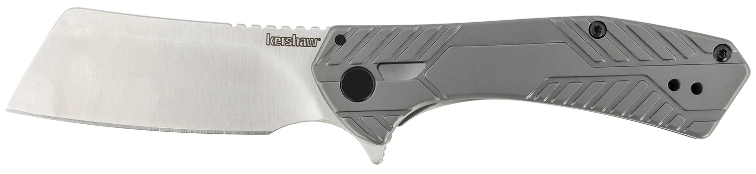 Kershaw 3445 Static 2.90" Folding Cleaver Plain Satin 8Cr13MoV SS Blade Gray PVD Stainless Steel Handle Includes Pocket Clip