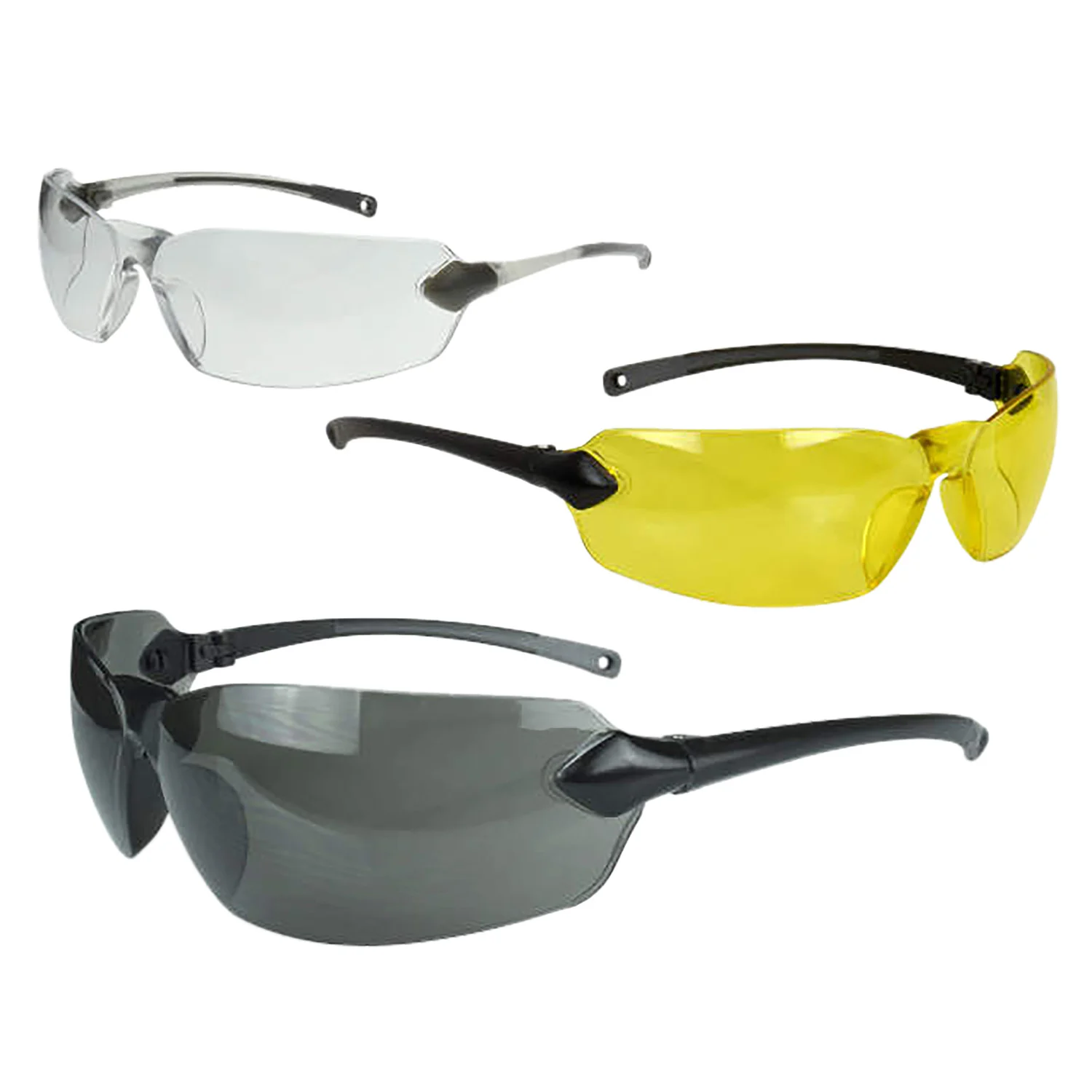 Radians OV3114CS Overlook Glasses Adult Clear/Smoke Gray/Amber/Black/Silver Frames 3 Pack