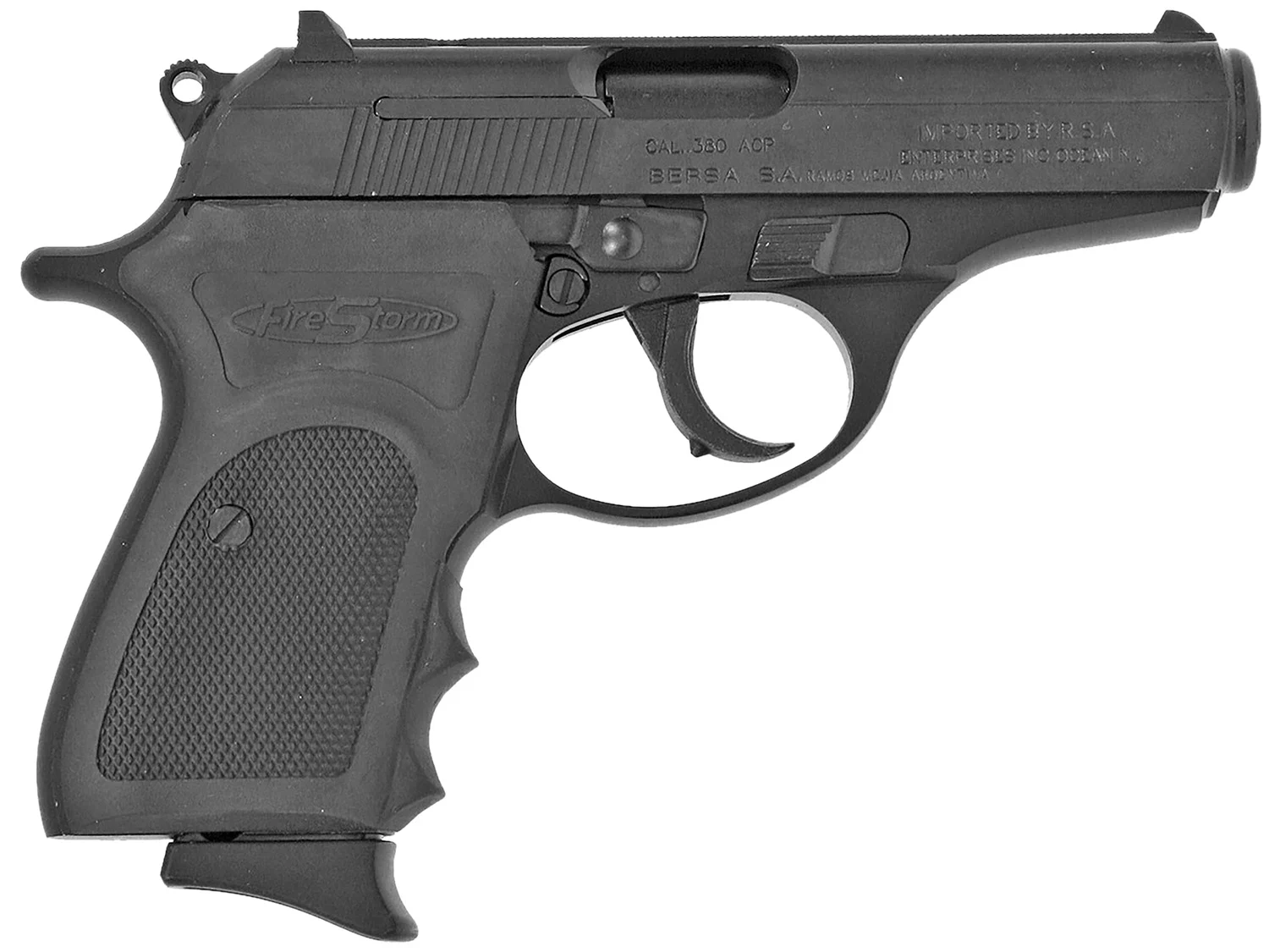 Bersa FS380M Firestorm *CA Compliant Micro-Compact Frame 380 ACP 7+1, 3.50" Black Steel Barrel, Matte Black Serrated Steel Slide, Aluminum Frame w/Beavertail