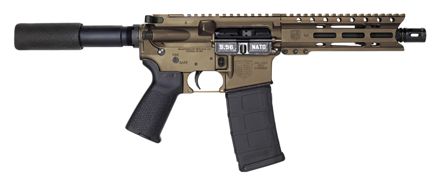 Diamondback DB1912K071 DB15 5.56x45mm NATO 30+1 7" Black Nitride Threaded Barrel, M-LOK Handguard, Midnight Bronze Aluminum Picatinny Rail Receiver, Black Buffer Tube, Black Magpul Grip, Right Hand