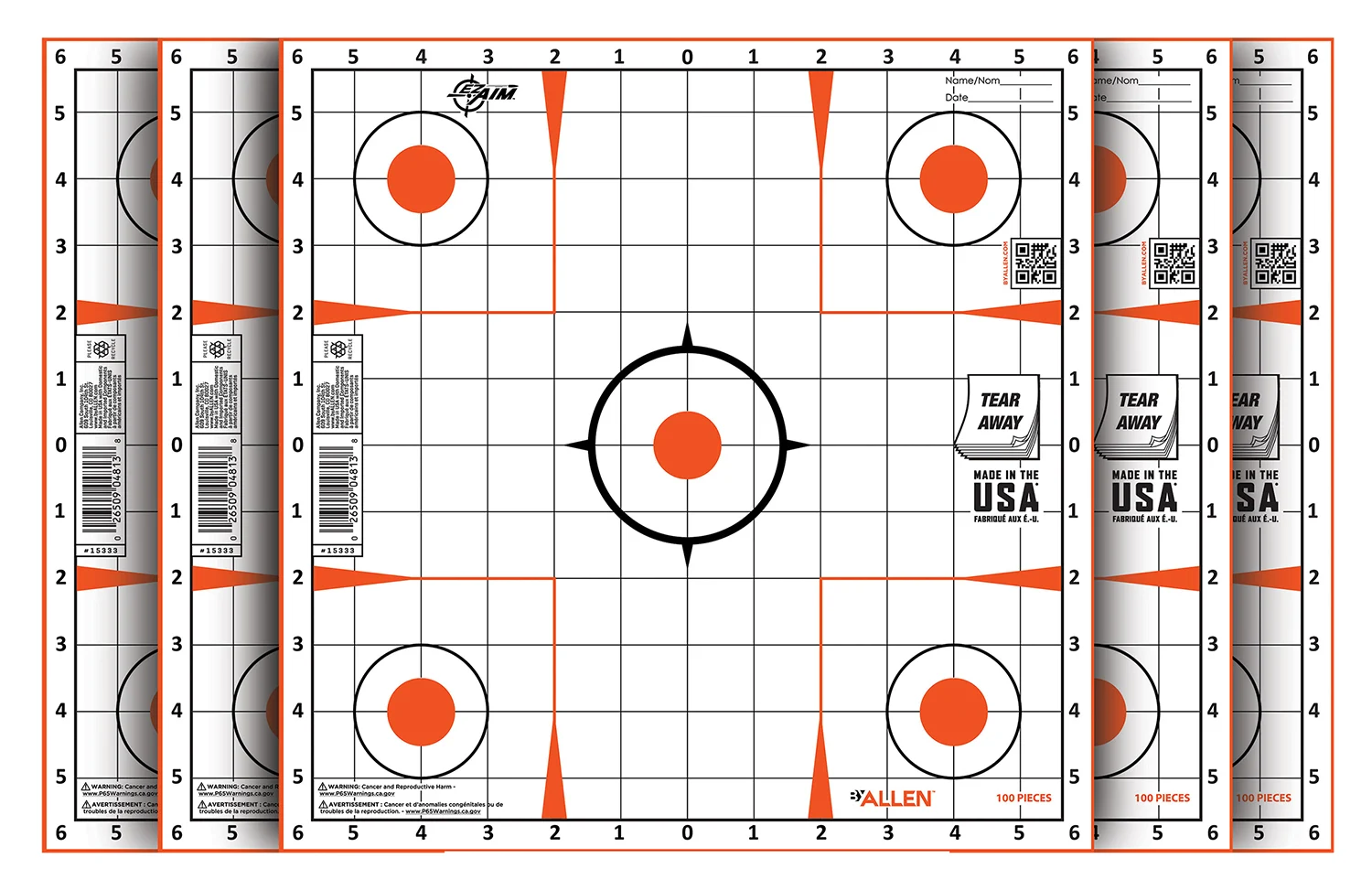 EZ-Aim 15333100 Sight-In Grid Paper Self-Adhesive 12" x 12" Orange/White 100 Per Pack