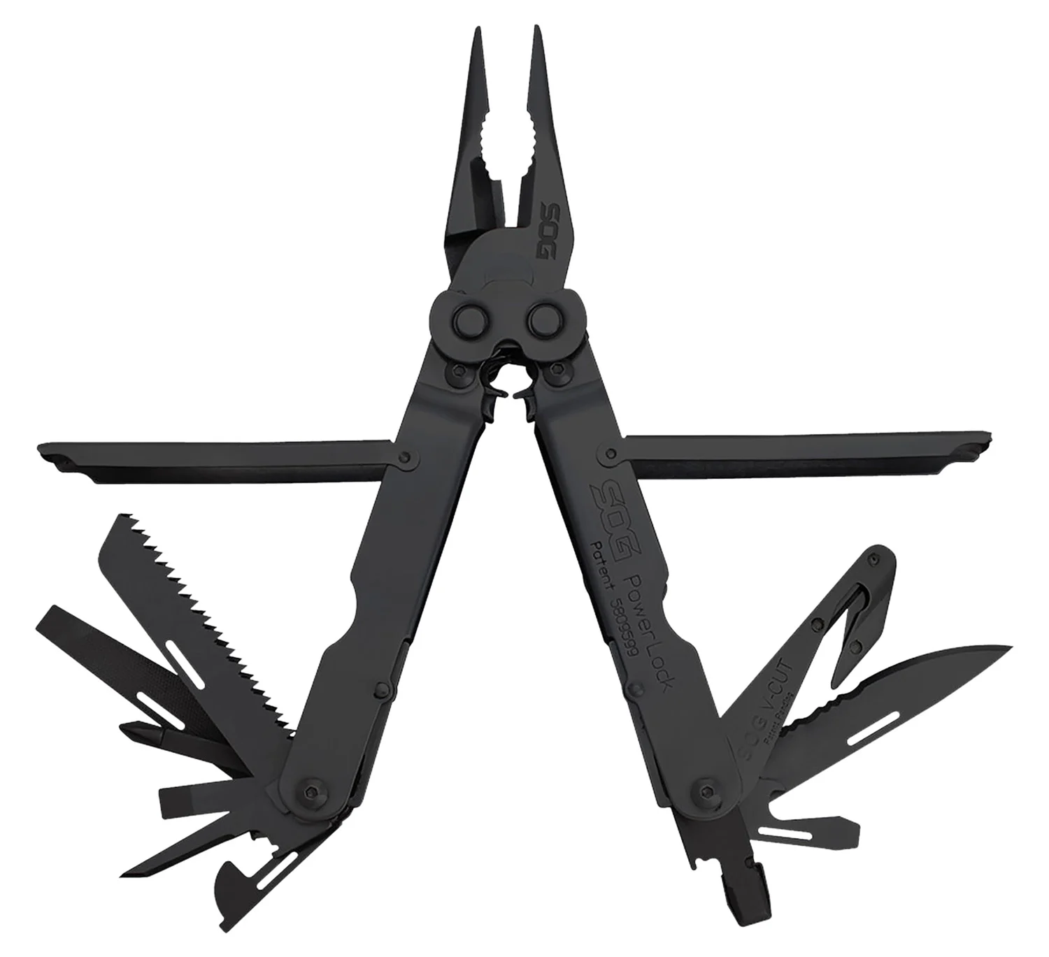 S.O.G SOG-B63N-CP Powerlock V-Cutter Black Oxide 420 Stainless Steel 7" Long Features 18 Tools w/Sheath