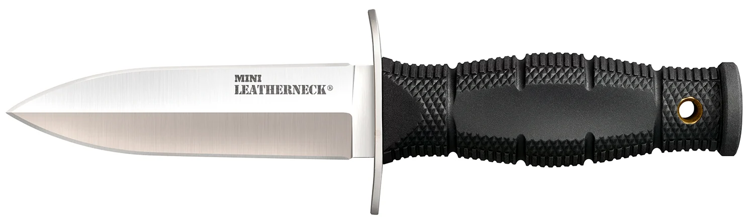 Cold Steel CS39LSAC Leatherneck Double Edge Mini 3.50" Fixed Plain 8Cr13MoV SS Blade/3.25" Black Deep Checkered w/Double Quillon Guard Kray-Ex Handle Includes Sheath