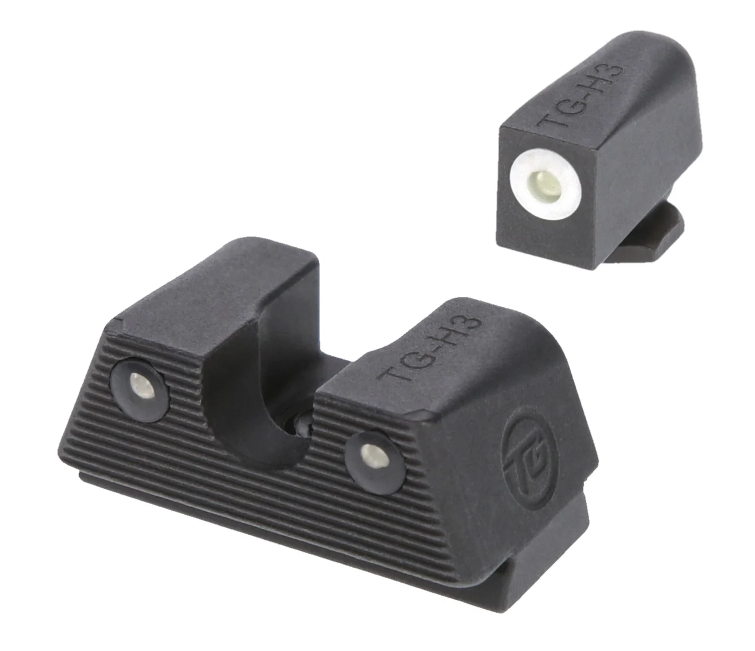 TruGlo TGTG231G1XW Tritium X Low, White Outline Tritium Front/ Green Tritium Rear/Black Nitride Fortress Frame, Compatible w/Most Glock Except MOS, Front Post/Rear Dovetail Mount