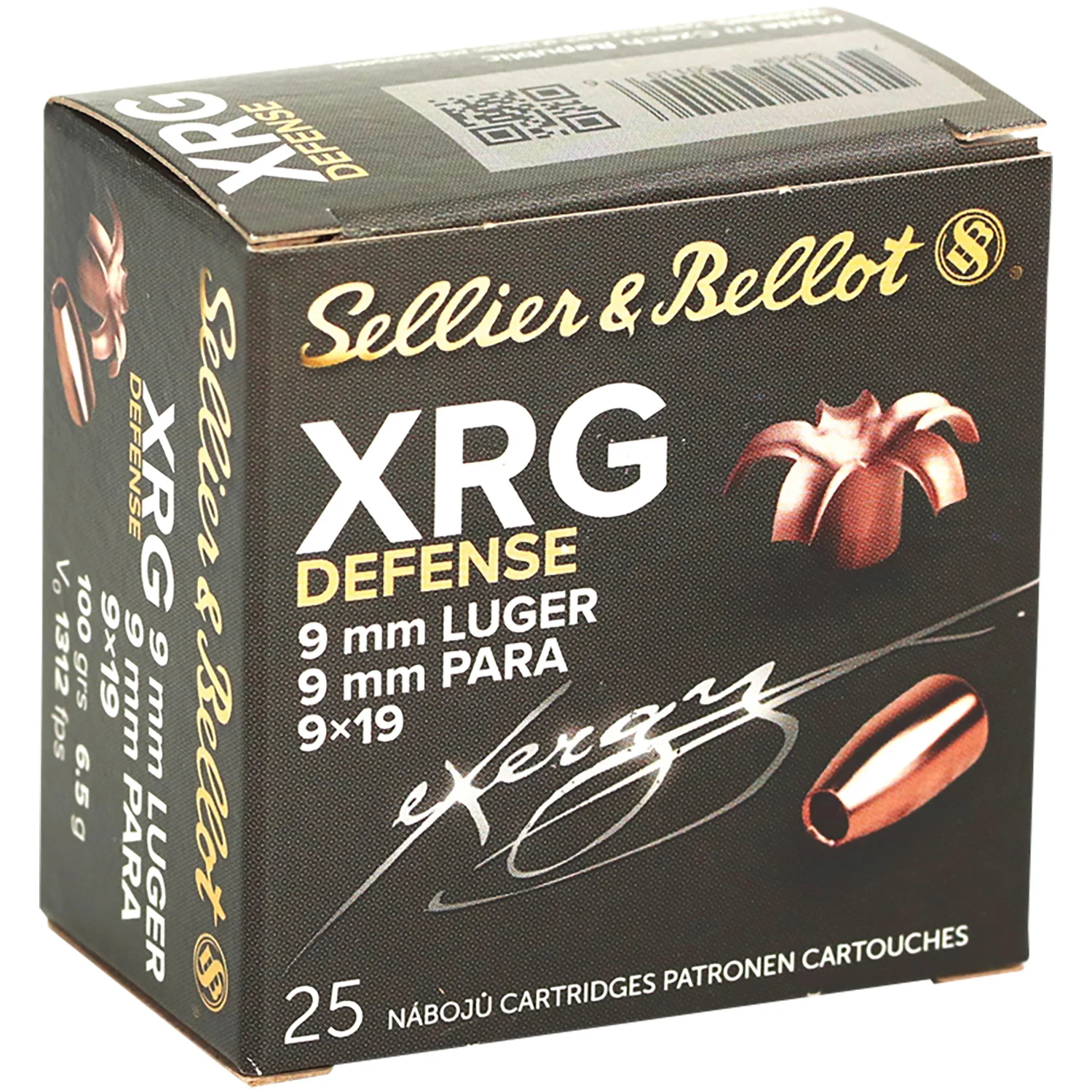 Sellier & Bellot SB9XA XRG Defense 9mmLuger 100gr Solid Copper Hollow Point 25 Per Box/40 Case
