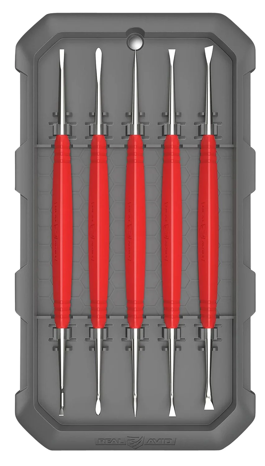 Real Avid AVAGSPS Accu-Grip Steel Picks Red Rubber Overmold Handle 5 Pieces