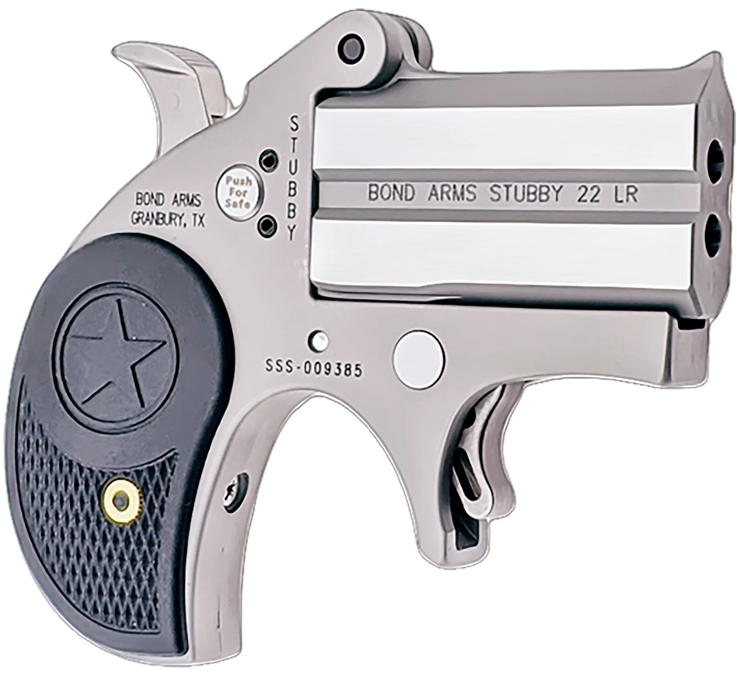 Bond Arms BASTB Stubby 22 LR 2rd Shot 2.20" Matte Stainless Steel Frame Black Textured Polymer Grips
