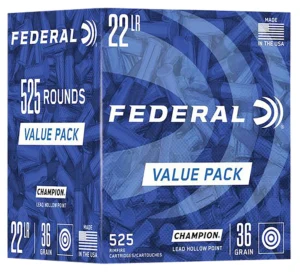 Federal 747 Champion Training Value Pack 22LR 36gr Lead Hollow Point 525 Per Box/10 Case