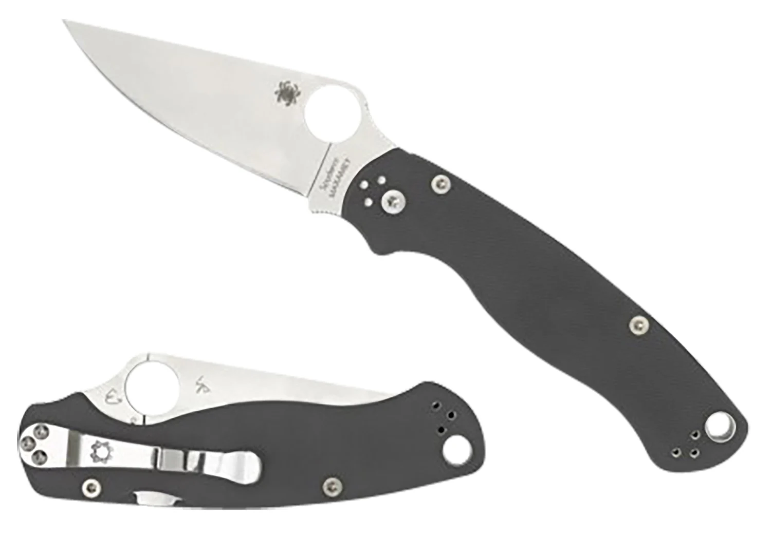 Spyderco C81GPDGY2 Para Military 2 3.47" Folding Plain Satin Maxamet Steel Blade/Dark Gray Textured G10 Handle Includes Pocket Clip