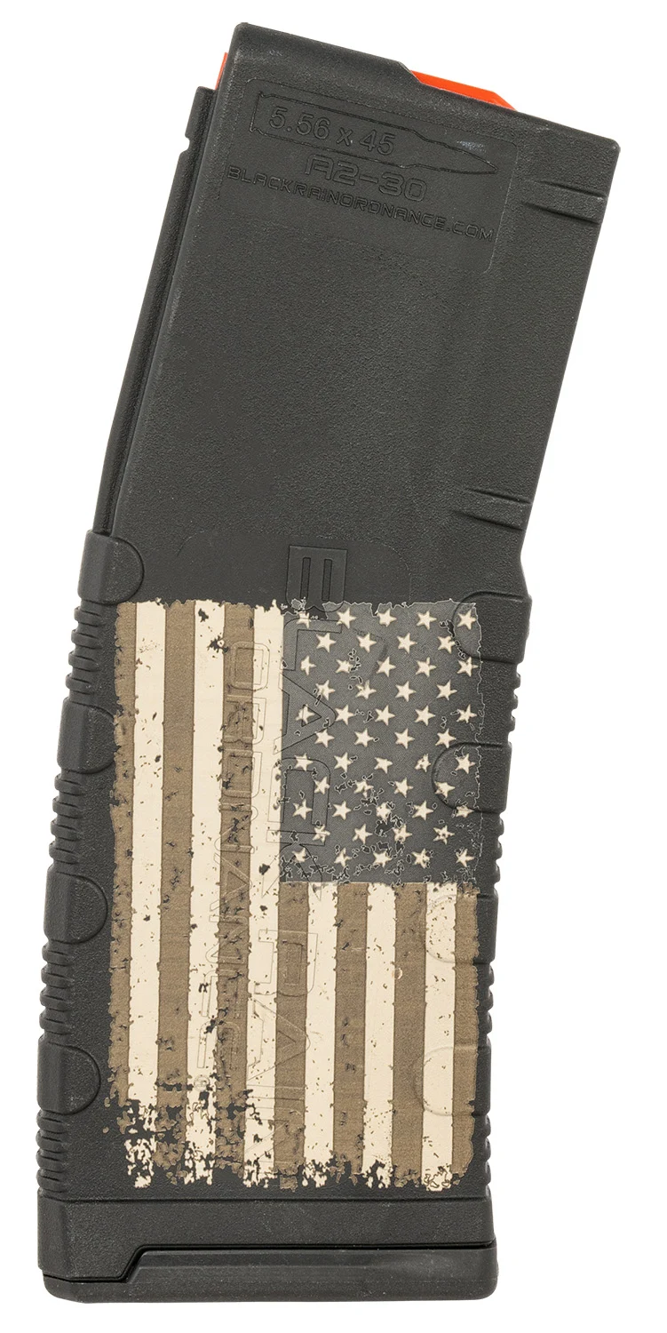 Black Rain Ordnance MAG30AMFLAG Magazine 30rd 223 Rem/5.56x45mm NATO American Flag Engraving Fits AR-15/M16/M4