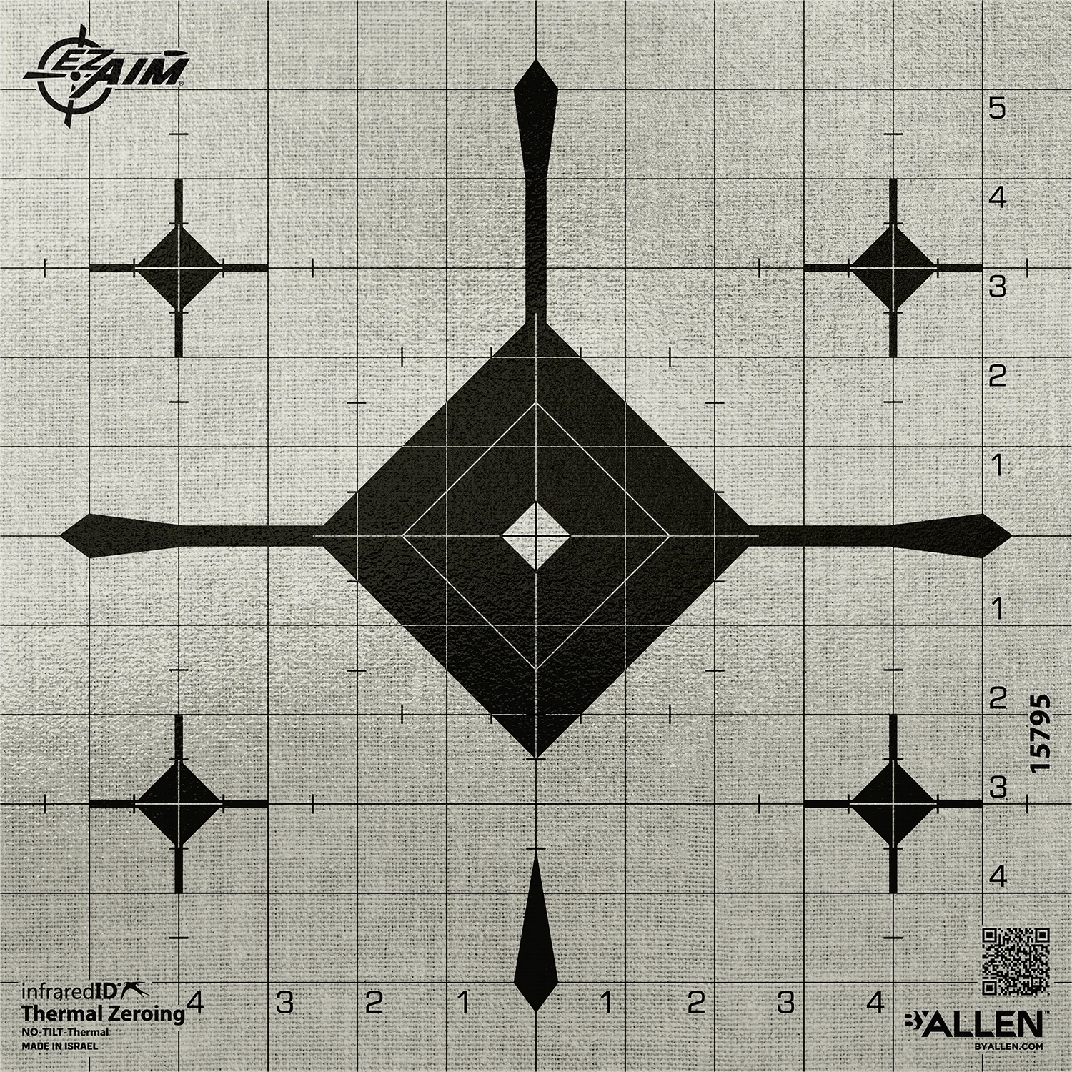 EZ-Aim 15795 Grid Bullseye Adhesive Thermal ID Bullseye Paper 12" x 12" Gray