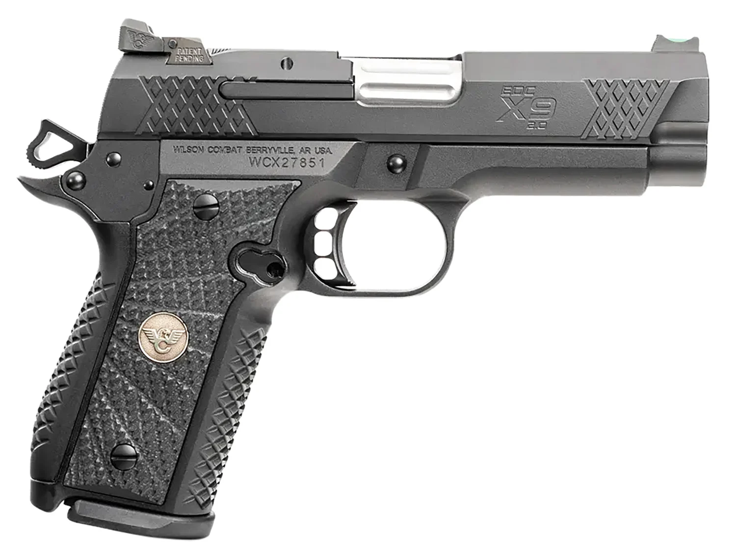 Wilson Combat 2EDCXCP9 EDC X9 2.0 9mm Luger 15+1 4" Stainless Fluted Barrel, Armor-Tuff Stainless Steel Tri-Top Cut Slide, Combat-Tuff Aluminum Frame w/Beavertail, Black Polymer Grip