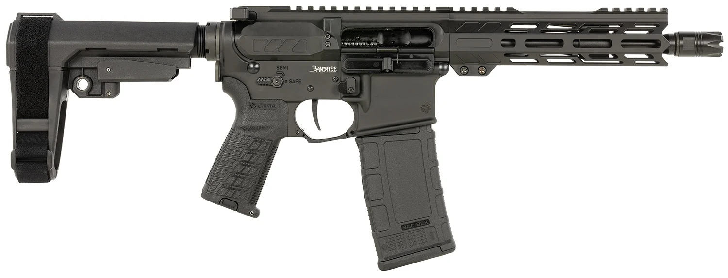 CMMG 30AF20AAB Banshee MK4 300 Blackout 30+1 8" Black Nitride Medium Taper Threaded Barrel, EML 7" M-LOK Handguards, Black Armor Cerakote Aluminum Picatinny Rail Receiver, CMMG Zeroed Grips