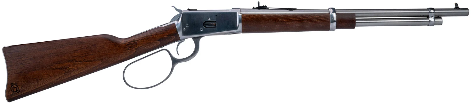 Heritage Mfg H92044189 92 Ranch Hand 44 Mag 8rd 18" Stainless Polished Barrel, Stainless Polished Receiver, Fixed Hardwood Stock