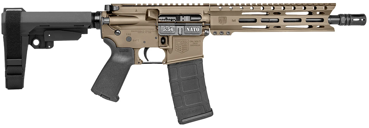 Diamondback DB1916K061 DB15 5.56 NATO 30+1 10" Flat Dark Earth Cerakote Heavy Barrel 9" M-LOK Handguard 7075-T6 Aluminum SBA3 Brace Magpul MOE Grip