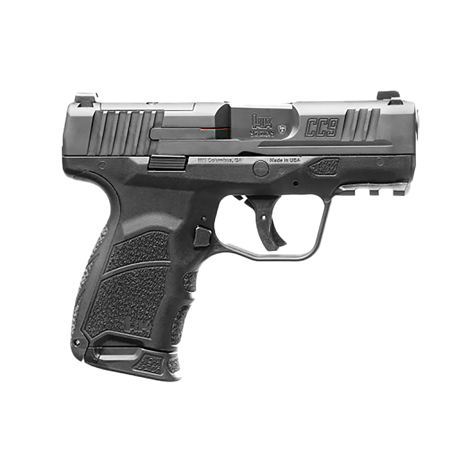 HK 81000550 CC9 9mm Luger 10+1/12+1 3.32" Black Polygonal Rifled Barrel, Optic Ready/Serrated Steel Slide, Polymer Frame w/Picatinny Rail, Black Interchangeable Backstrap Grip