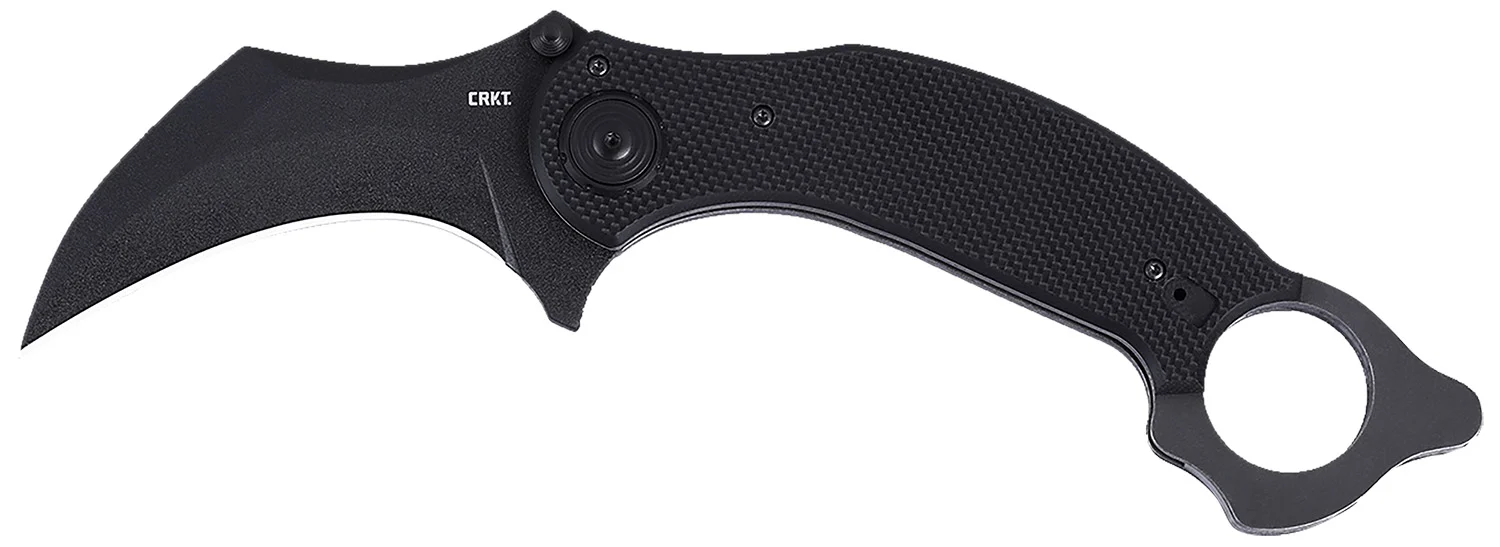 CRKT 2635 DU Hoc Deadbolt 3.62" Fixed Karambit Plain Black Powder Coated D2 Steel Blade, Black G10 Handle