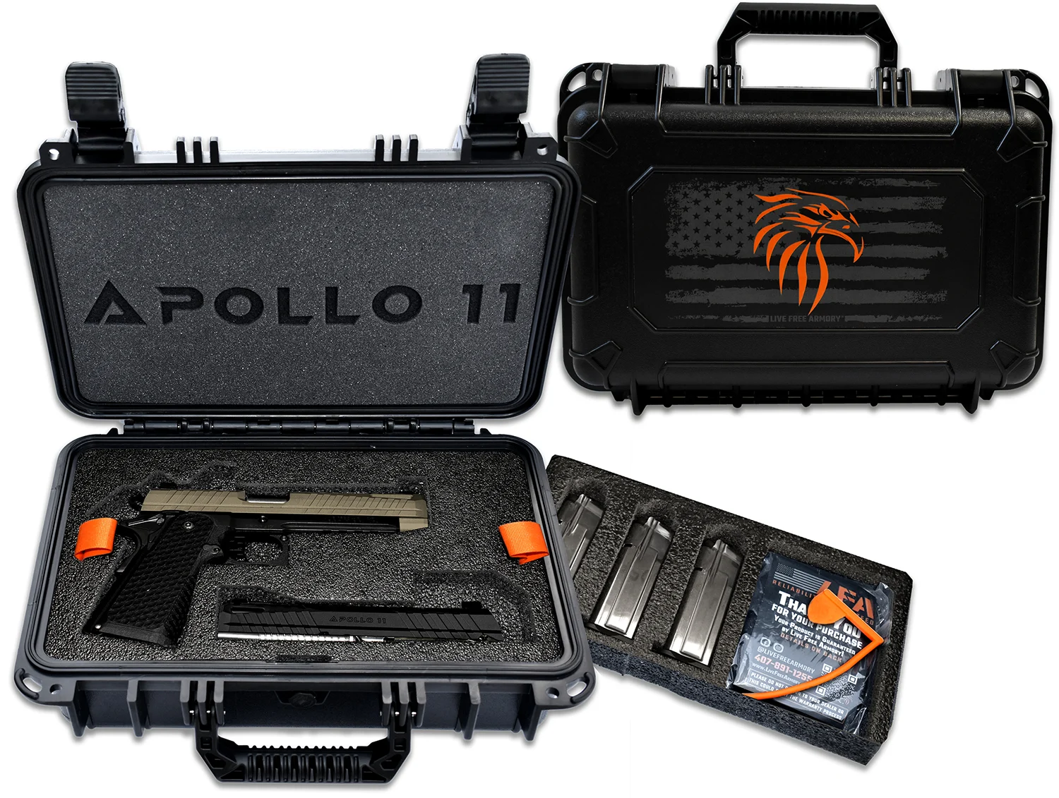 Live Free Armory LFAPF712086 Apollo 11 9mm 17+1 4.15" 416 Stainless Steel Slide Elite Flat Dark Earth Cerakote Black Polymer Grip