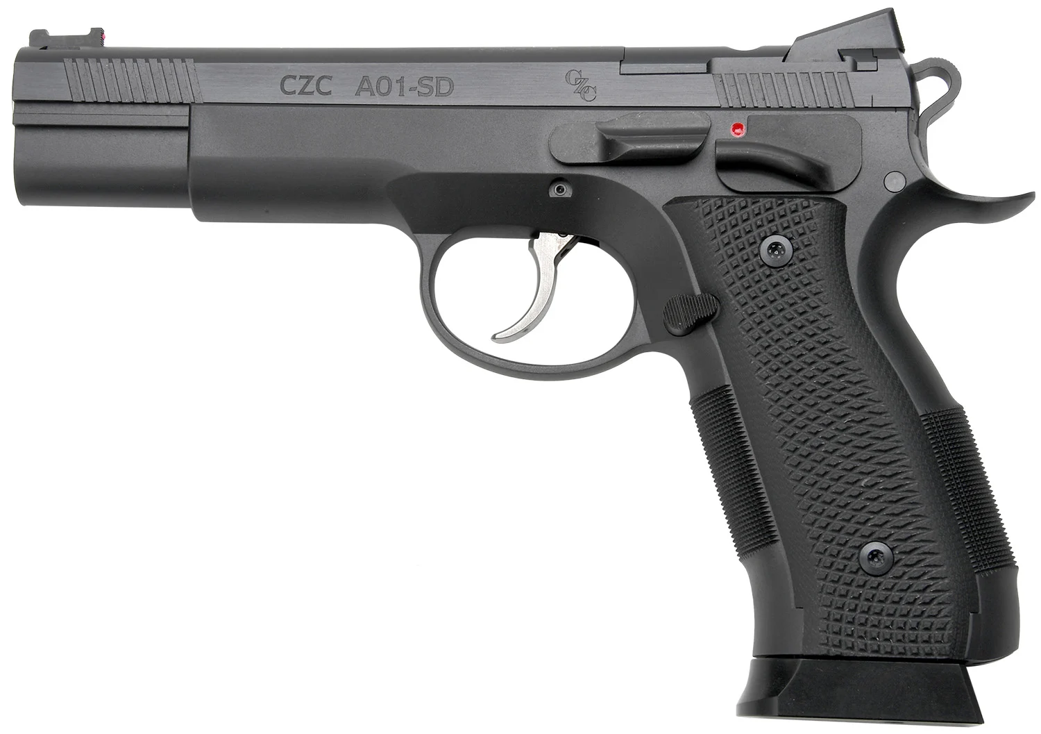 Cz Custom Shop 96333 A01-SD 9mm Luger 19+1 5" Match Grade Bull Barrel, Black Optic Cut/Serrated Steel Slide, Black Polycoat Steel Frame w/Beavertail, Black G10 Grip, Short Dustcover