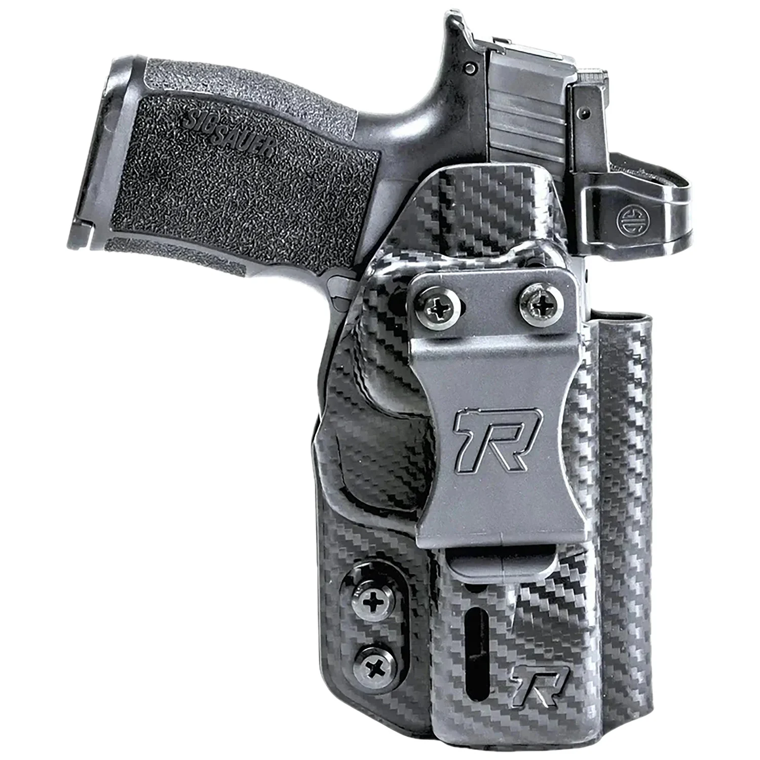 Rounded Gear RGDRUIDSIGXMACROCFAM Druid IWB/OWB Black Carbon Fiber Kydex Fits Sig P365 X Macro Ambidextrous