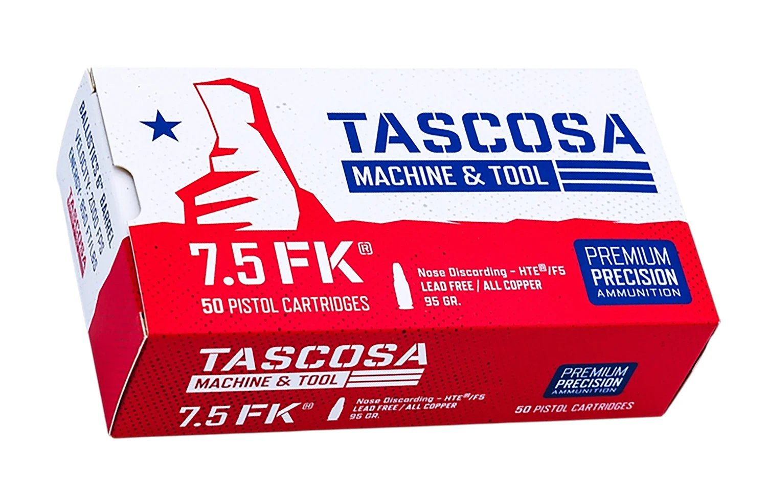 Tascosa Ammunition TMTAMMOF5 7.5FK 95gr Hollow Point 50 Per Box/12 Case