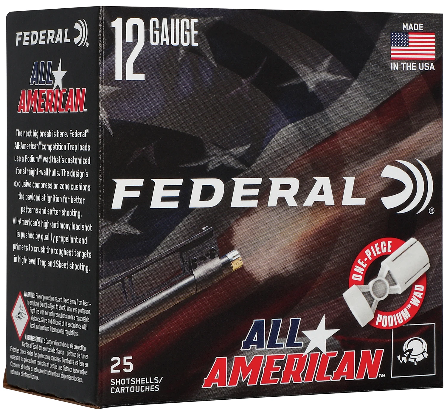 Federal FAA12L8 All-American 12Gauge 2.75" 1 1/8oz 8Shot 25 Per Box/10 Case