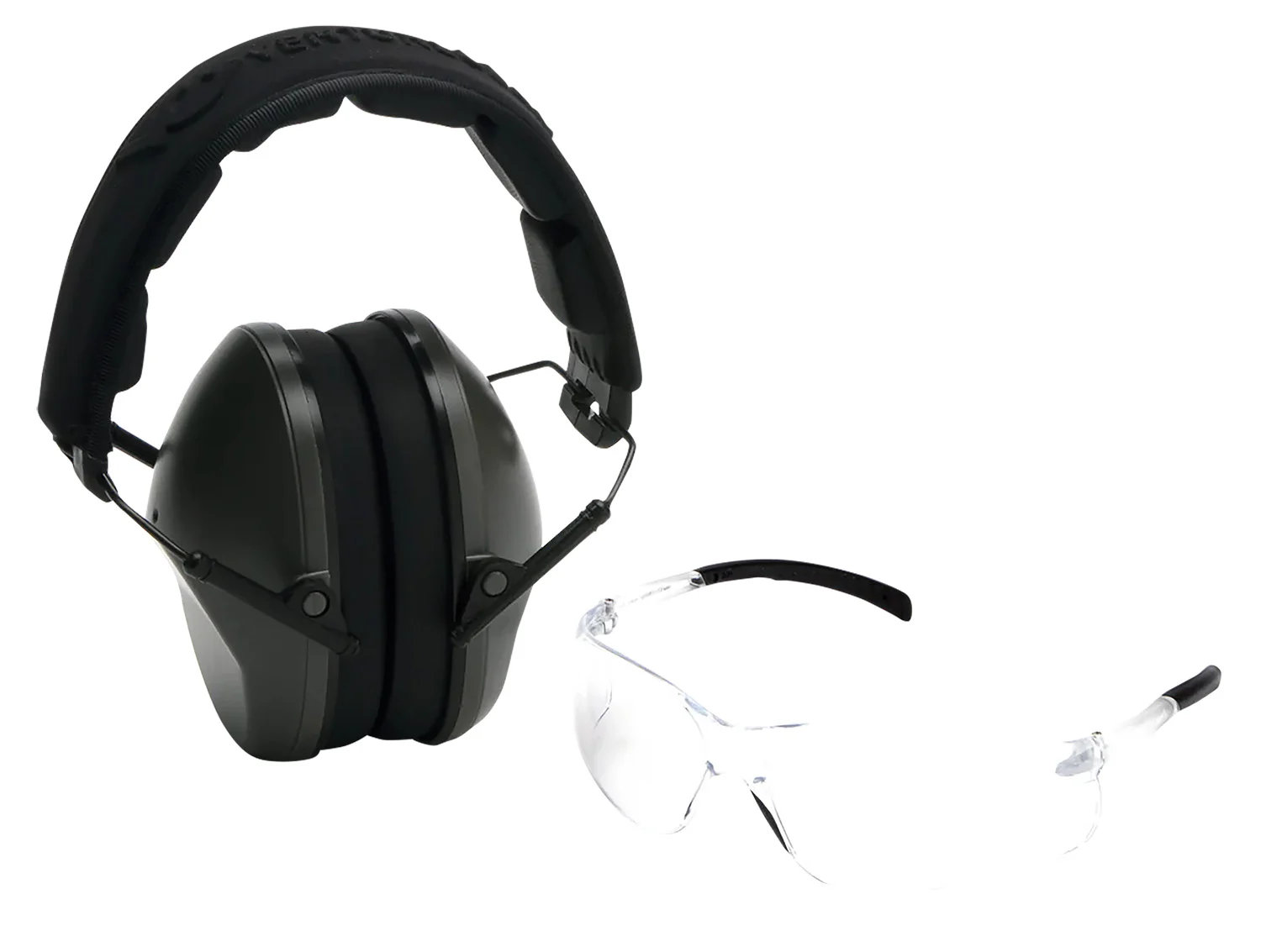 Pyramex VGCOMBO310 Earmuff/Glasses Combo Kit Over the Head Clear Lens Wraparound Clear Frame