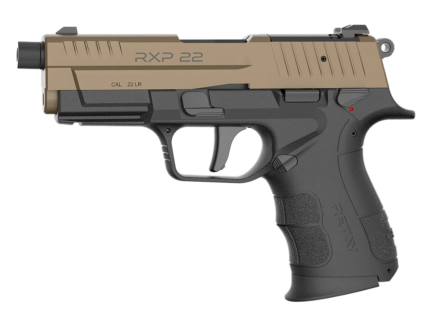 Retay USA RXP22BLKFDES10TH RXP 22 LR 10+1 4" Threaded Barrel, Flat Dark Earth Cerakote Optic Ready/Serrated Slide, Black Cerakote Polymer Frame w/Accessory Rail, RMR/RMSc Footprint