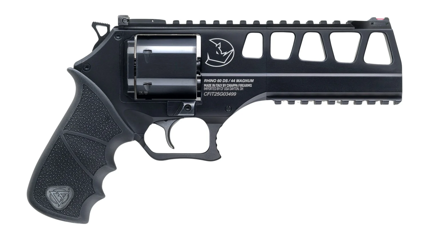 Chiappa Firearms 340350 Rhino 60DS L Frame 44 Mag 6 Shot 6" Black Steel Barrel & Cylinder, Black Alloy Frame, Black Hogue Rubber Grip
