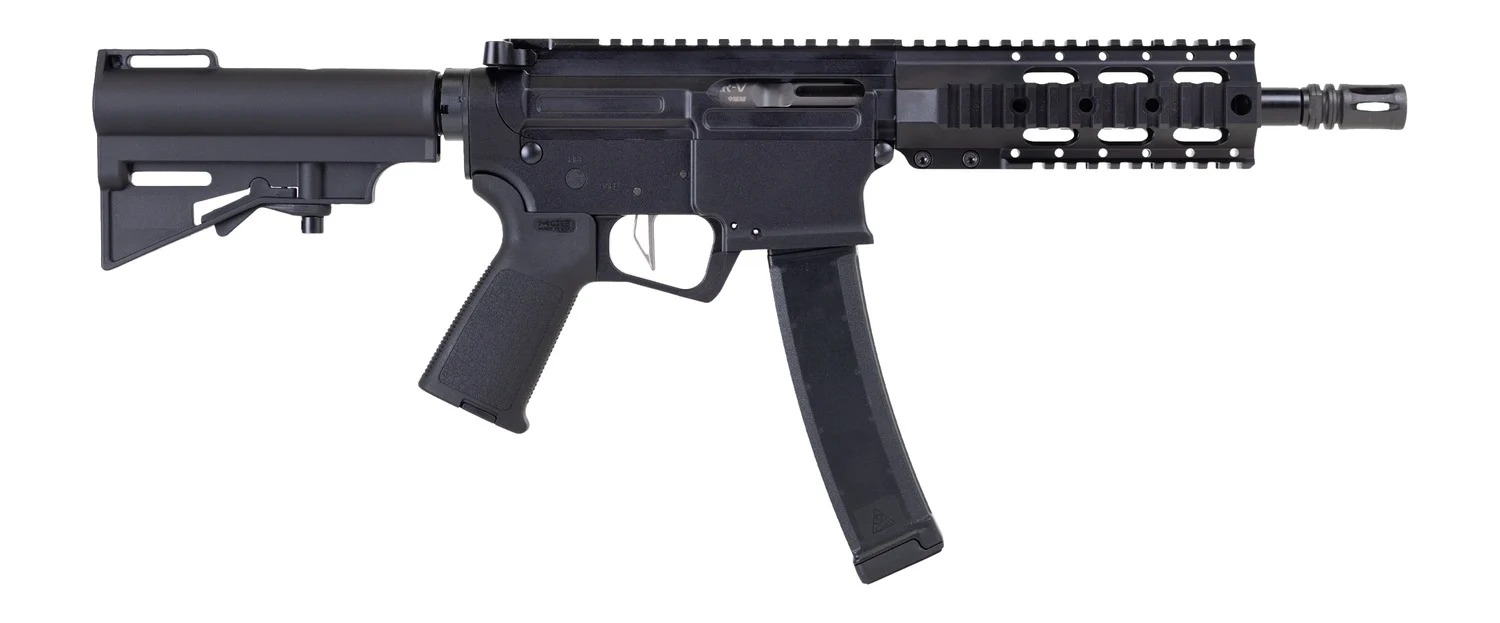 Dpms Panther Arms DP51655221916 Kitty Kat S9 9mm Luger 33+1 8" Black Nitride Heavy Threaded Barrel, Black Hardcoat Anodize Aluminum Receiver w/Picatinny Rail, DPMS Quad Rail Handguard, Black Polymer S