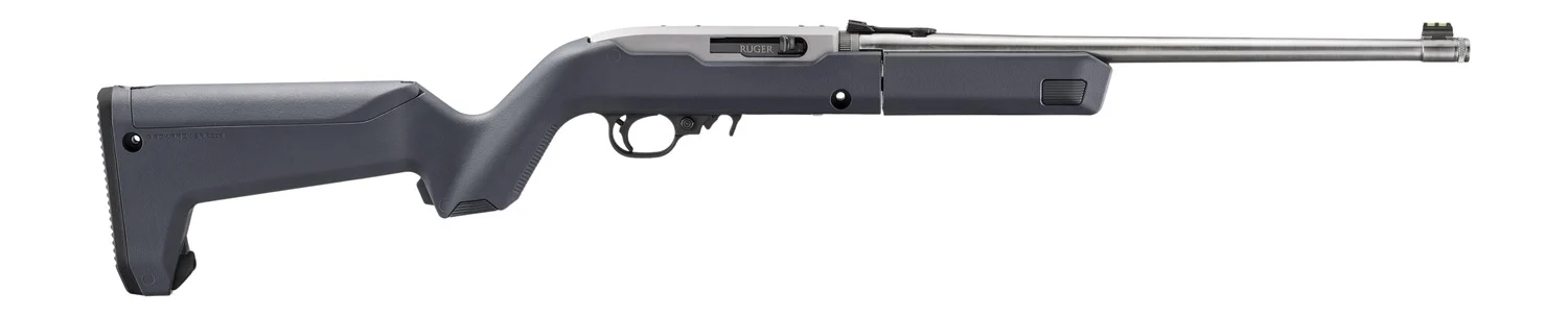 Ruger 32016 10/22 Takedown 22 LR 10+1 16.40" Satin Stainless Threaded Barrel, Satin Stainless Stainless Steel Drilled & Tapped Receiver, Stealth Gray Magpul Hunter X-22 Backpacker Synthetic Stock